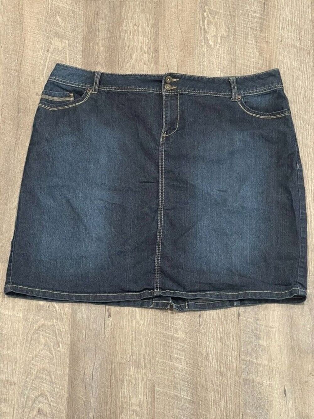 Baccini Denim Skirt Straight Stretch Thick Embroidered - 20W